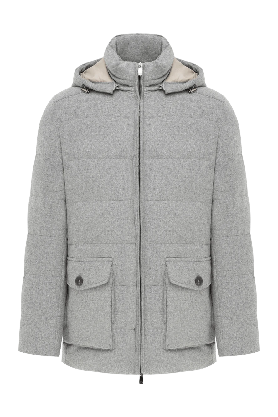 Corneliani кашемировый пуховик мужской серый с капюшоном 186520 - фото 1