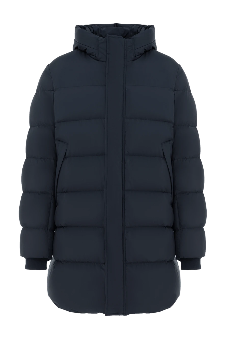 Corneliani пуховик мужской средней длины стеганый синий 186521 - фото 1