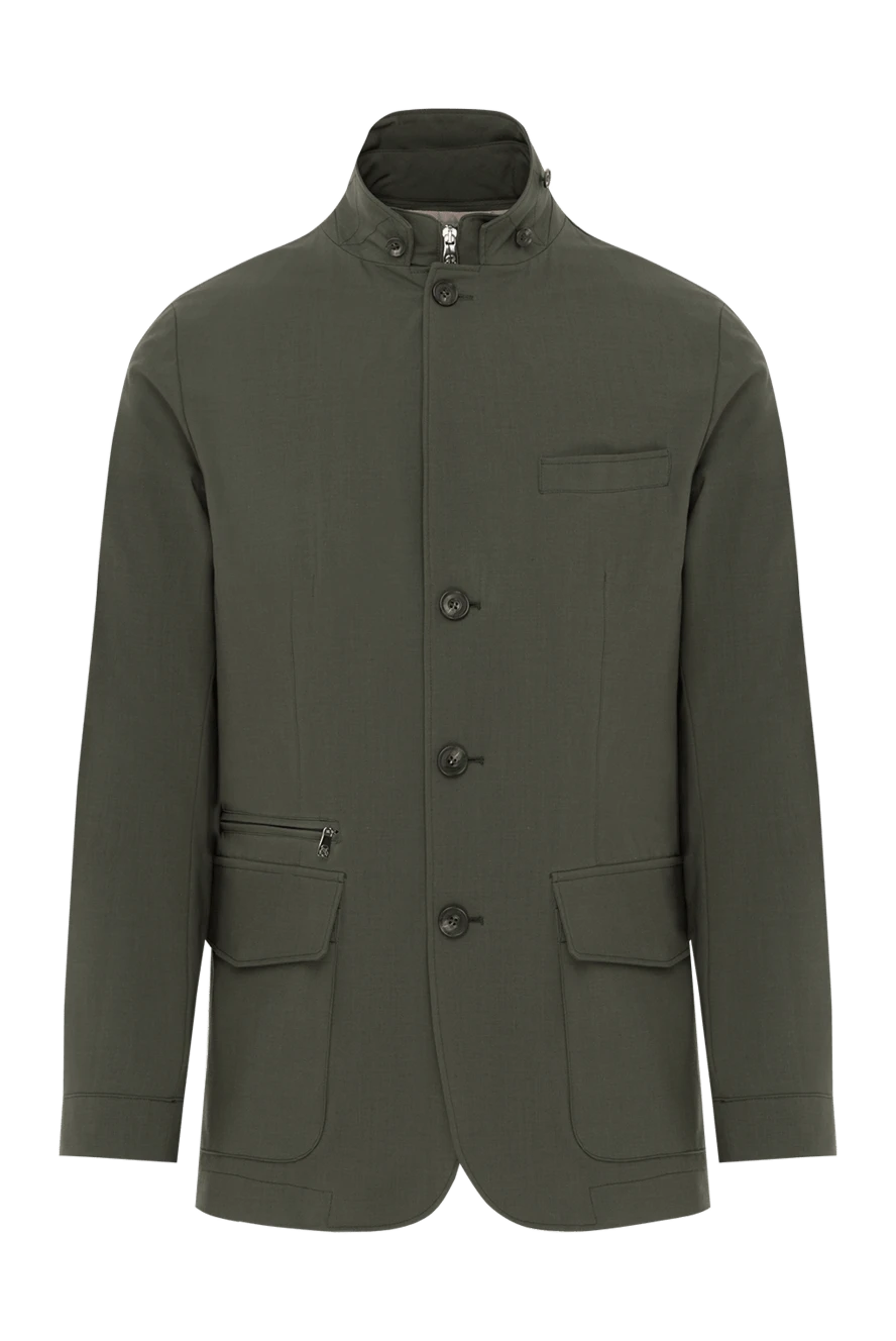 Corneliani чоловіча куртка тренч зелена на блискавках та гудзиках 186529 - фото 1
