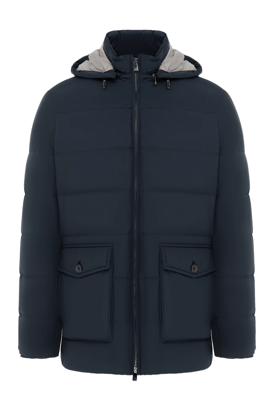 Corneliani пуховик мужской синий с капюшоном 186532 - фото 1