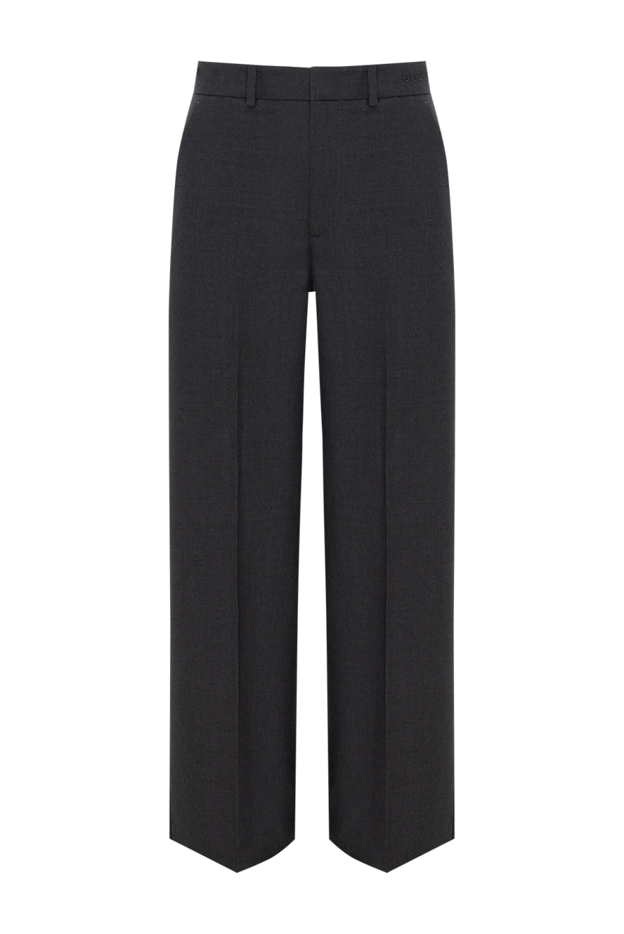 Gucci широкі жіночі штани чорні із вовни 186696 - фото 1