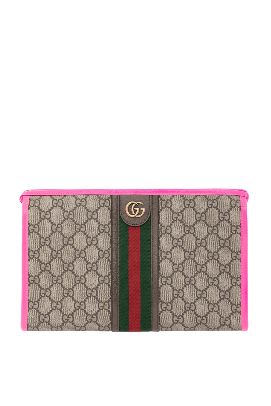 Gucci клатч ophidia із символом gg коричневий жіночий 186703 - фото 1
