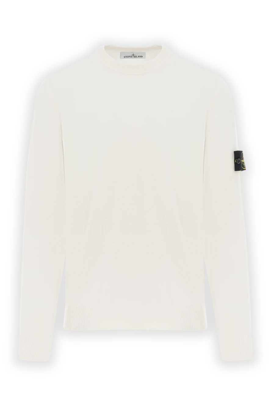 Stone Island белый джемпер мужской из шерсти с логотипом 186856 - фото 1