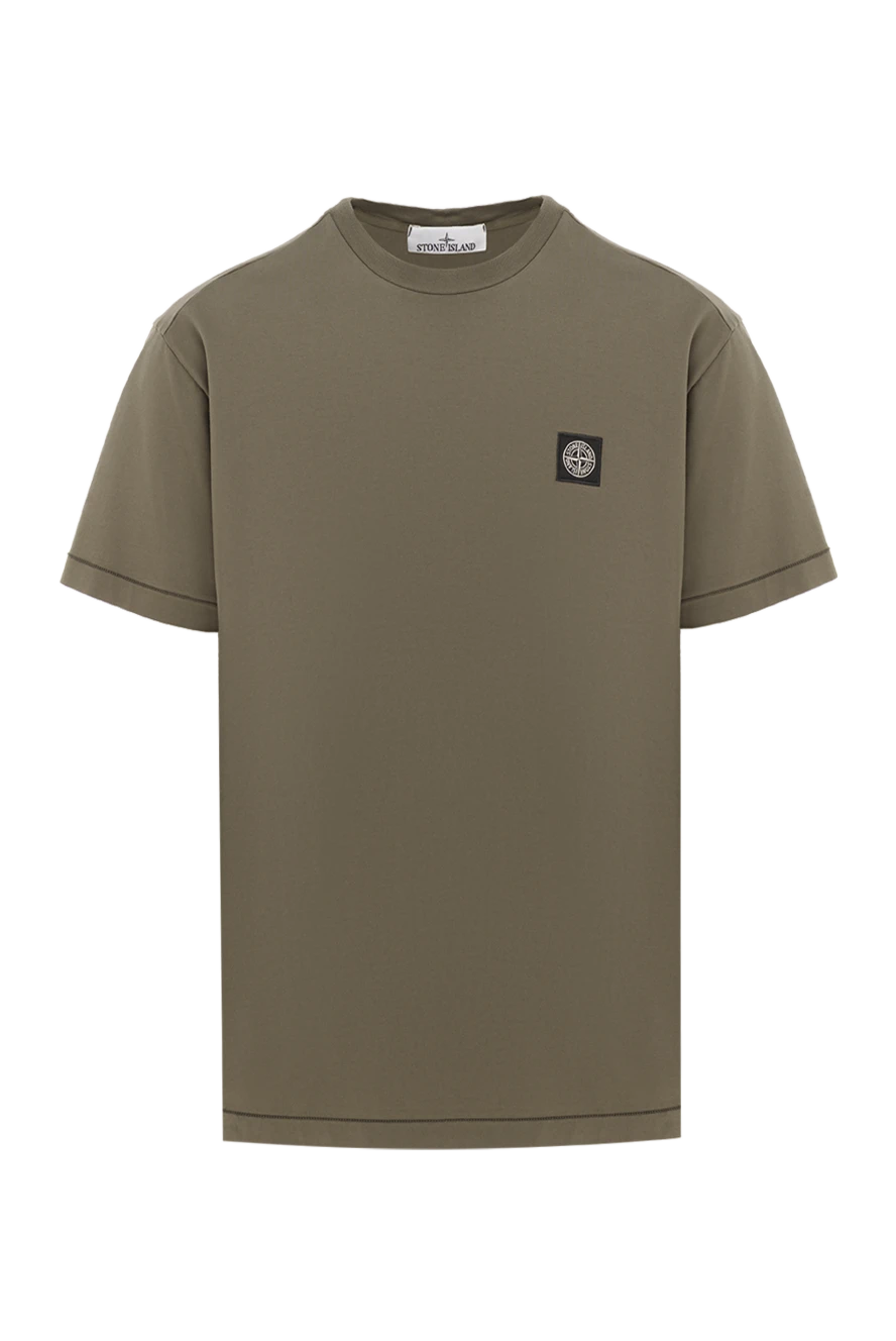 Stone Island зеленая футболка облегающего кроя с нашивкой-логотипом compass 186862 - фото 1
