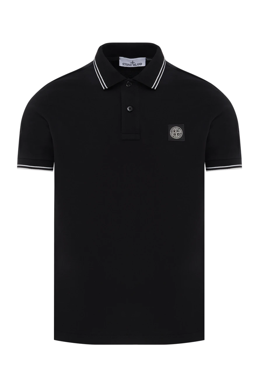 Stone Island черная рубашка-поло с окантовкой и логотипом compass 186866 - фото 1