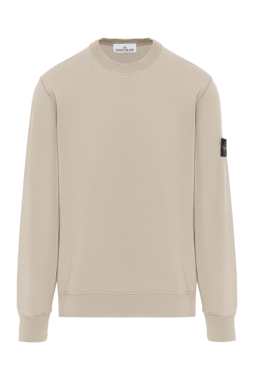 Stone Island cвитшот мужской брендовый бежевый из хлопка с логотипом 186871 - фото 1