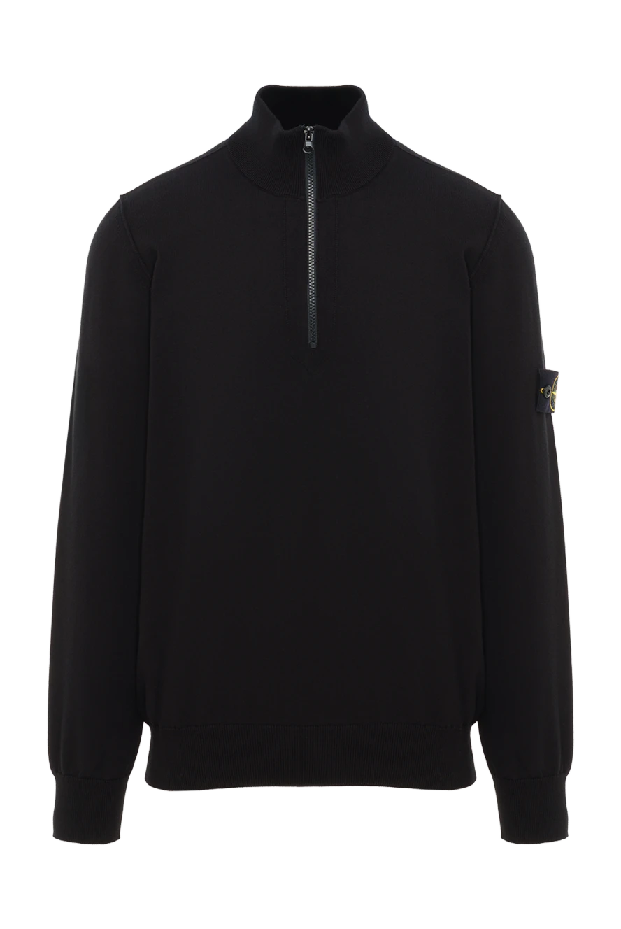 Stone Island трикотажный тройер на молнии черный из мягкого хлопка 186873 - фото 1