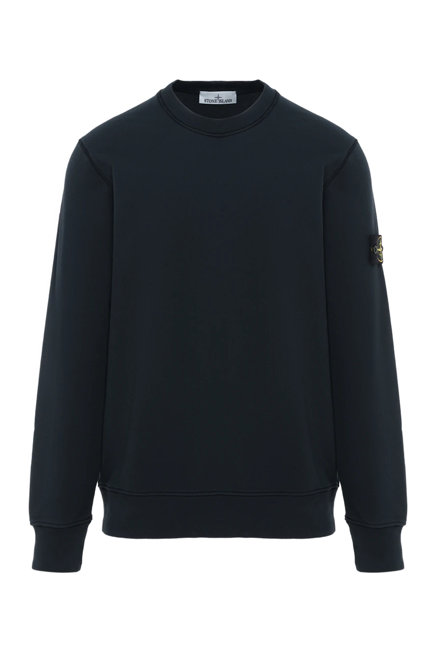 Stone Island cвитшот мужской брендовый синий из хлопка с логотипом 186885 - фото 1