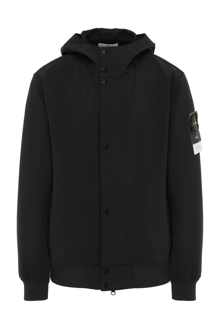 Stone Island черная ветровка с логотипом и капюшоном мужская 186886 - фото 1