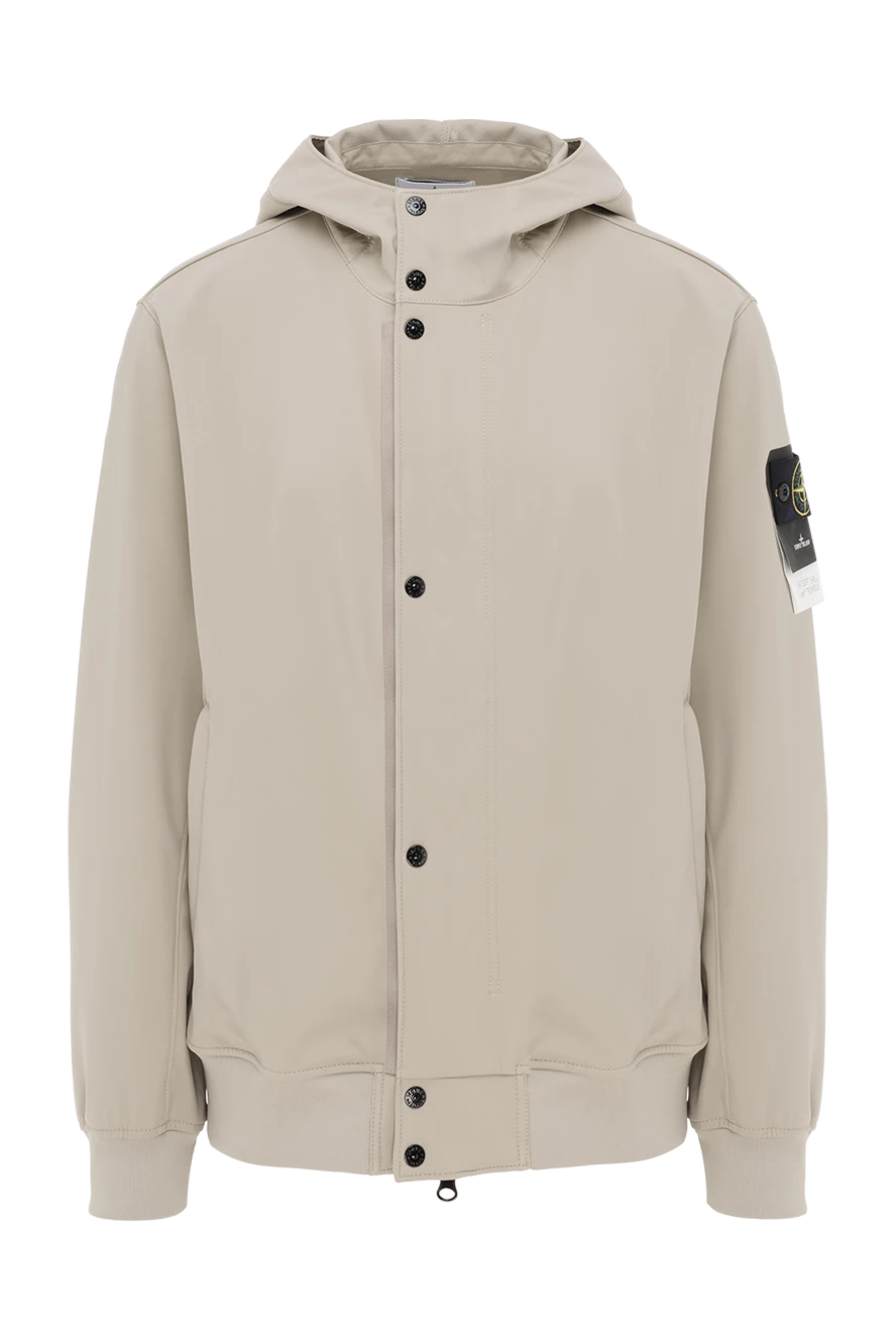 Stone Island бежевая куртка с капюшоном и логотипом мужская 186889 - фото 1