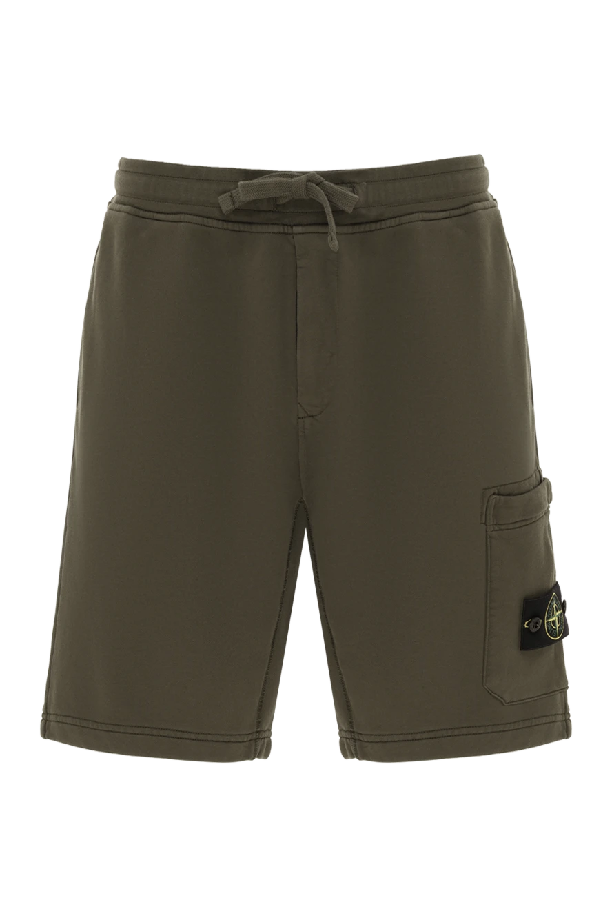 Stone Island шорты мужские зеленые с карманом на штанине и логотипом 186895 - фото 1