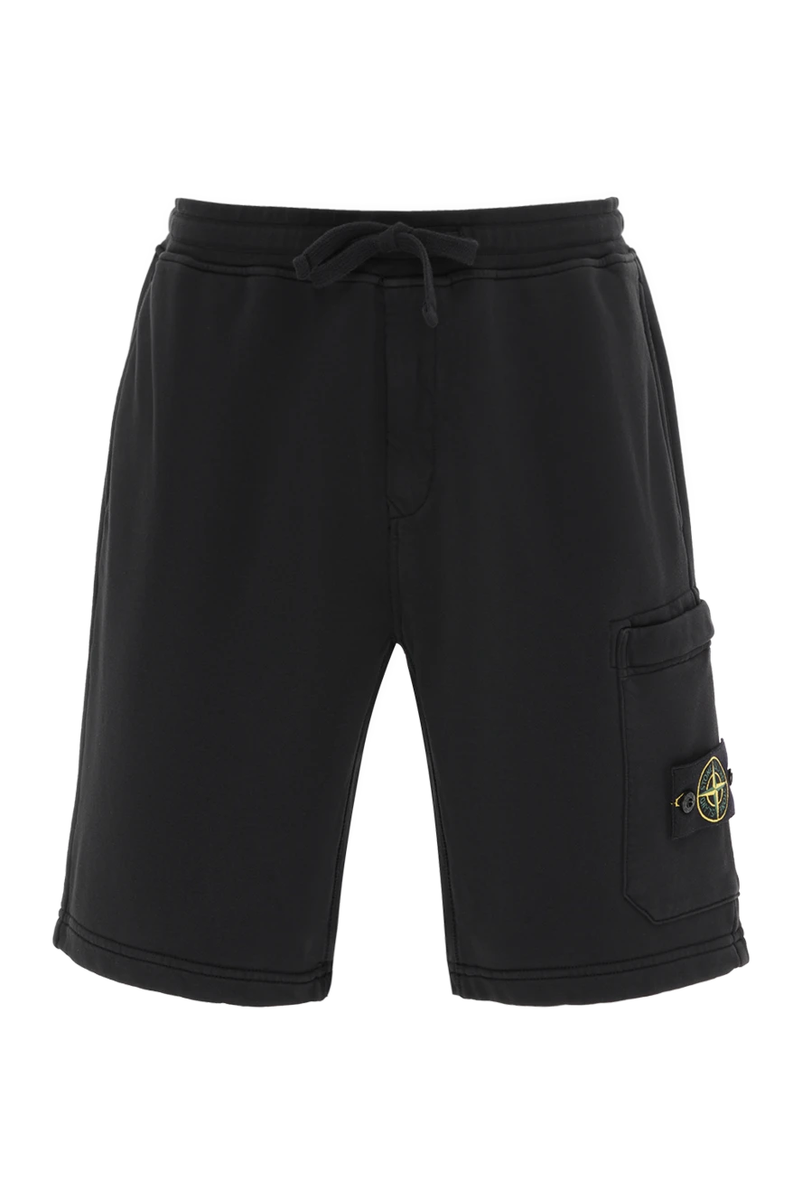 Stone Island шорты мужские черные с карманом на штанине и логотипом 186902 - фото 1