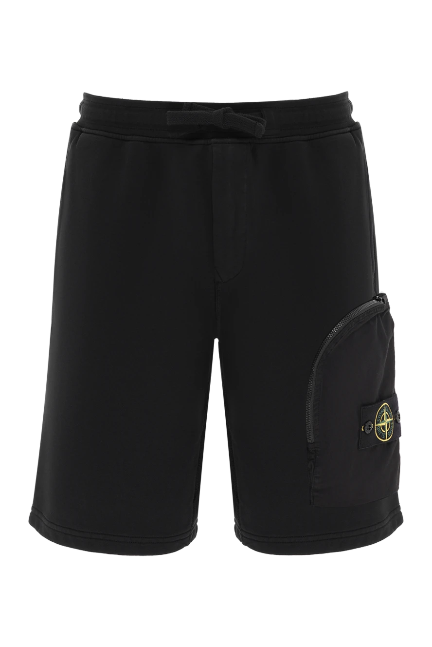 Stone Island черные шорты мужские с карманом на штанине и логотипом 186903 - фото 1