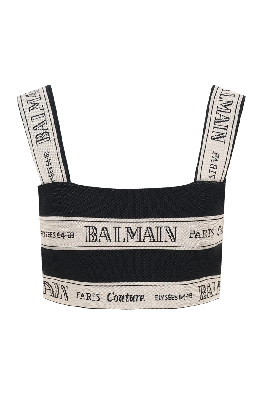 Balmain укороченный жаккардовый топ с узором ribbon черный 186974 - фото 1