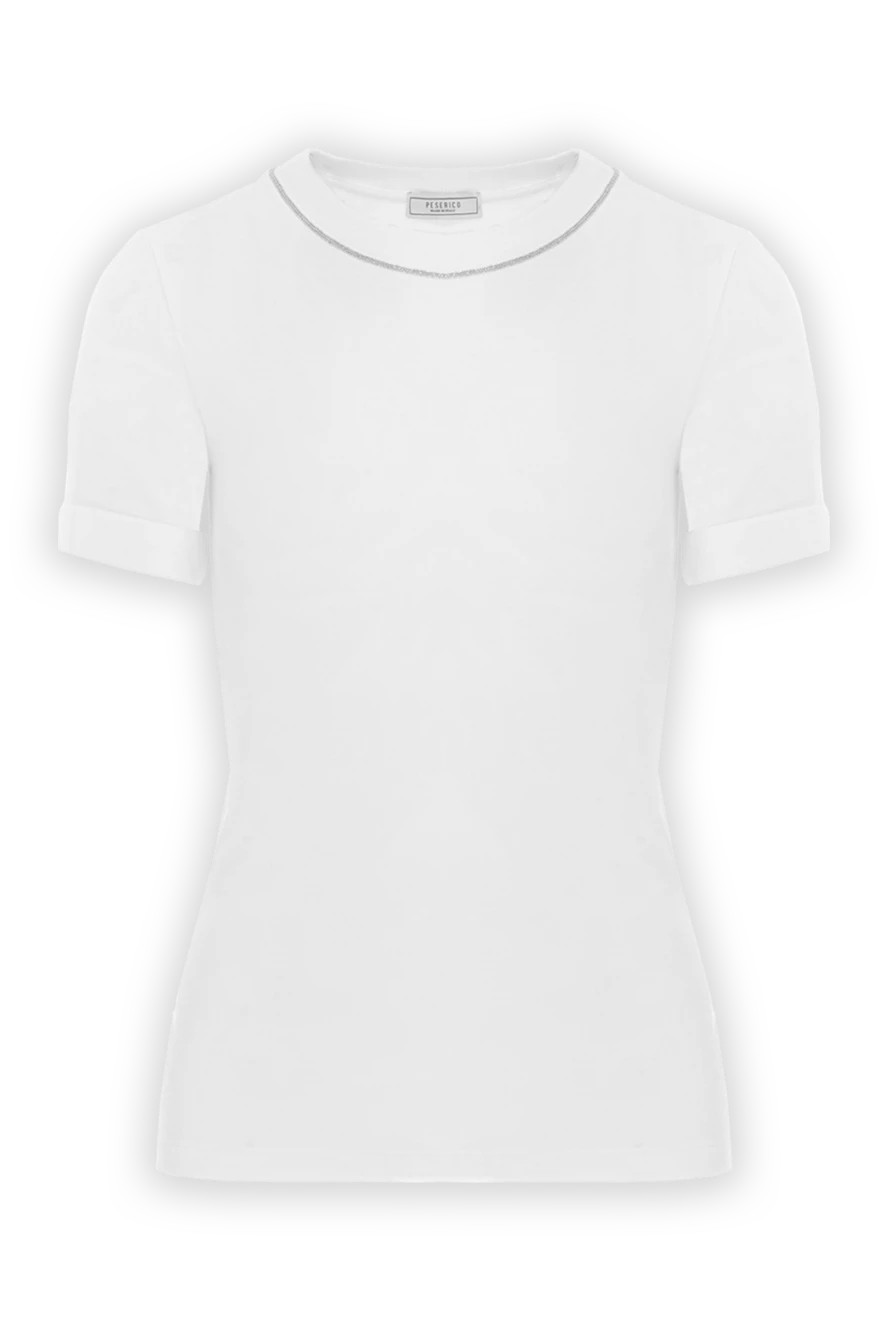 Peserico white women's micro-ribbed stretch jersey t-shirt 187011 - photo 1