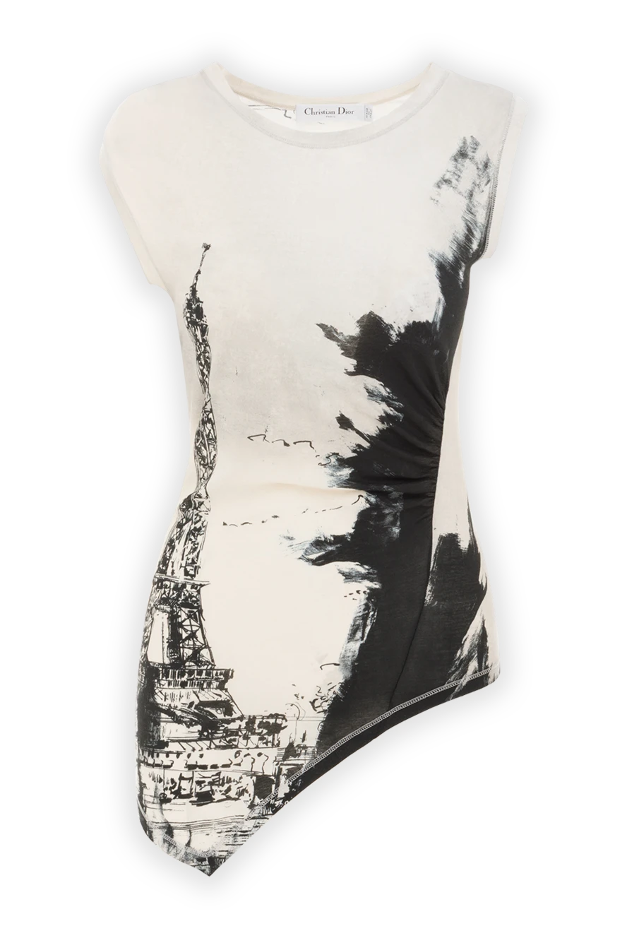 Dior beige cotton top with print 187047 - photo 1