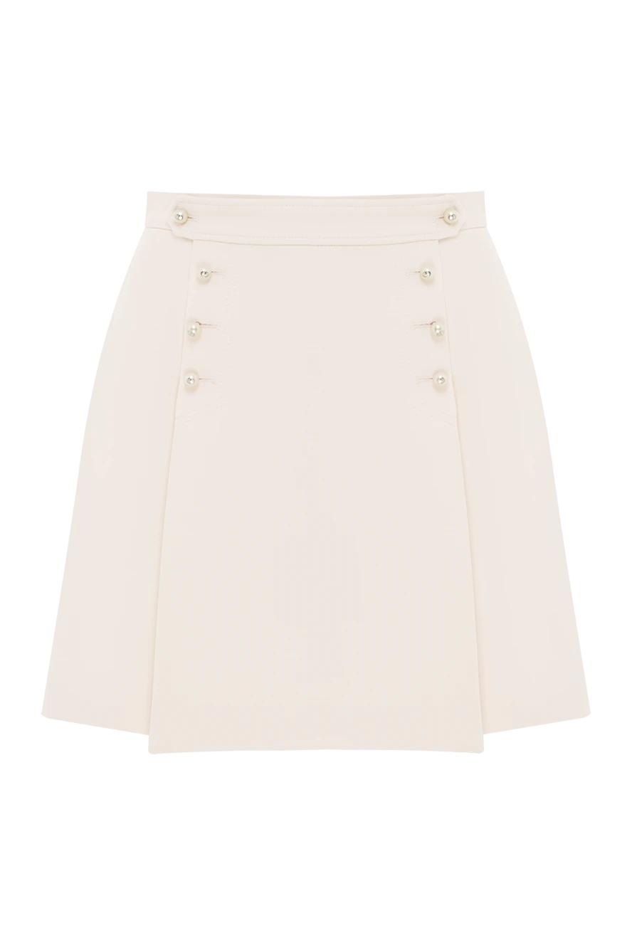 Dior beige mini skirt with decorative buttons made of linen and silk 187058 - photo 1