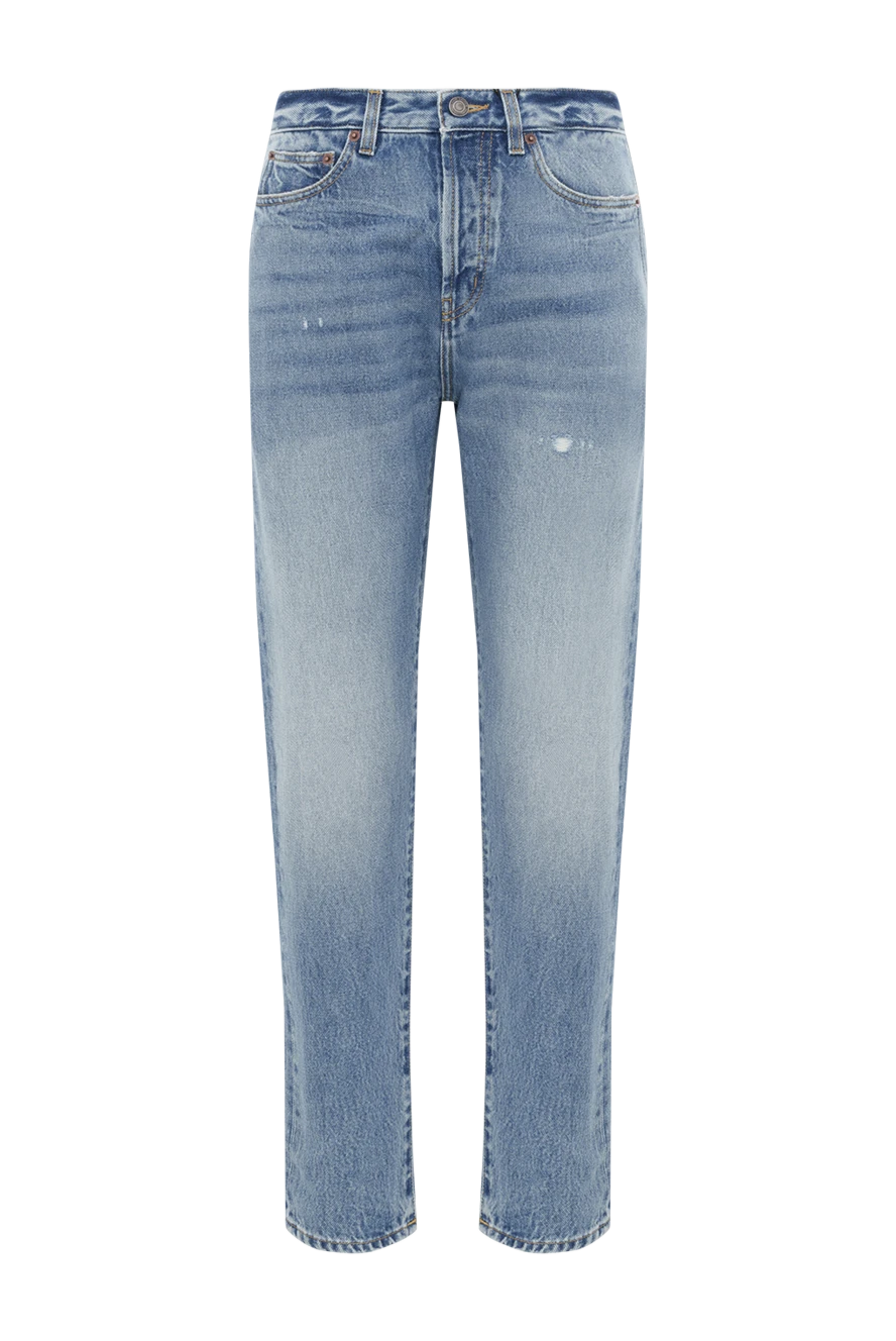 Saint Laurent джинсы прямые женские с эффектом потертости 187115 - фото 1