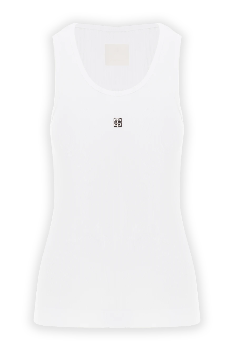 Givenchy облягаючий топ з бавовни з обробкою 4g білий 187123 - фото 1