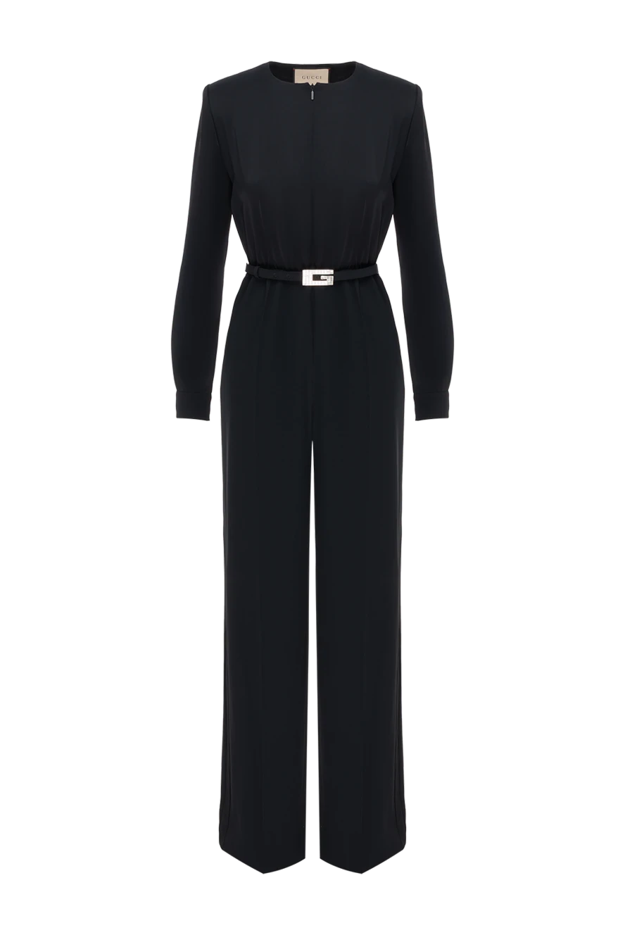 Gucci довгий комбінезон із поясом чорний жіночий 187154 - фото 1