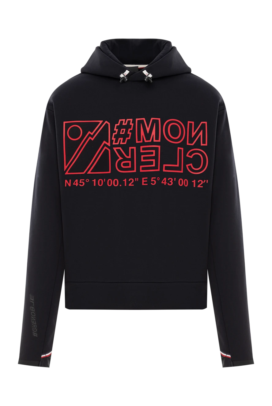 Moncler худі з капюшоном чорного кольору з джерсі з логотипом 187163 - фото 1