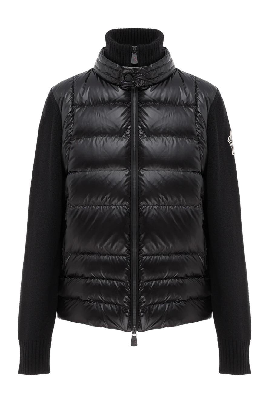 Moncler вовняний кардиган на блискавці утеплений чорним пухом 187165 - фото 1