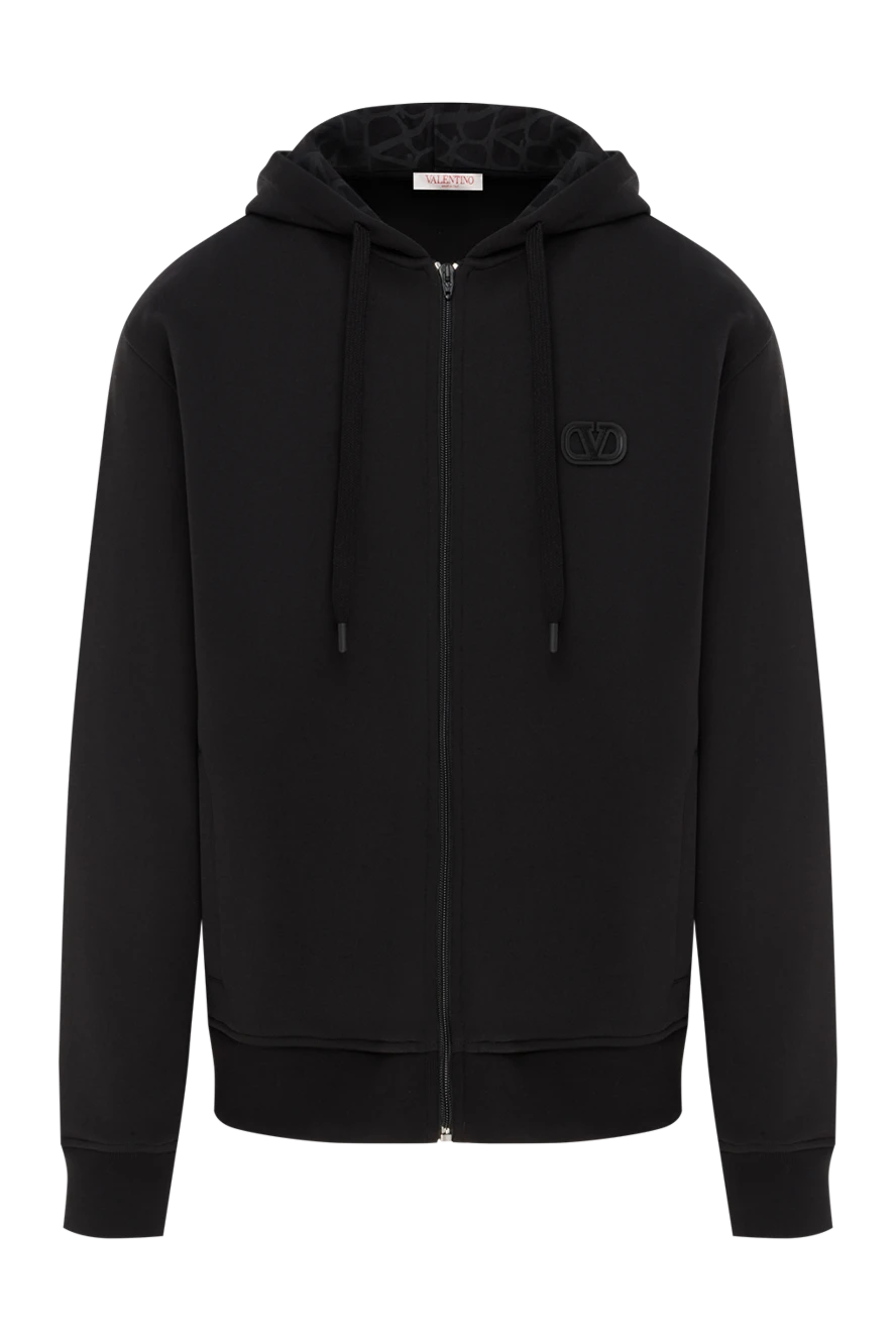 Valentino толстовка з капюшоном на блискавці vlogo чорна 187189 - фото 1
