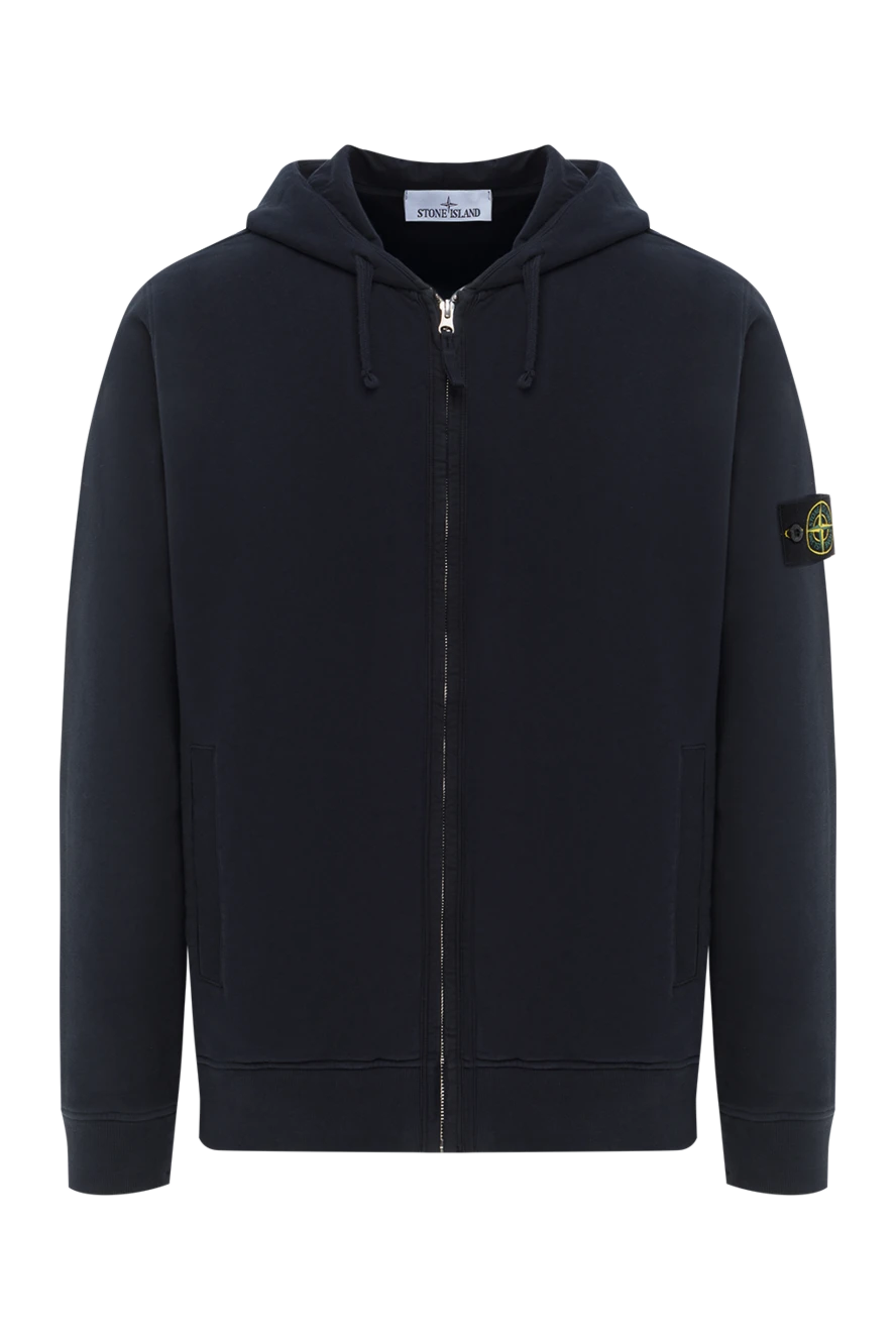 Stone Island синя спортивна кофта з бавовни з капюшоном та логотипом 187227 - фото 1