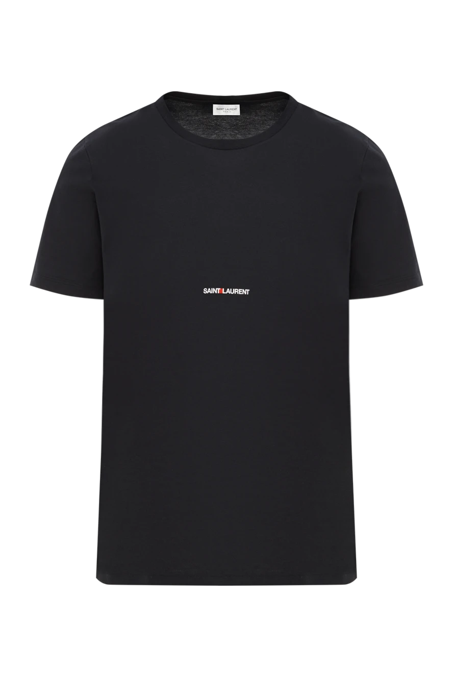 Saint Laurent черная хлопковая футболка с логотипом мужская 187354 - фото 1