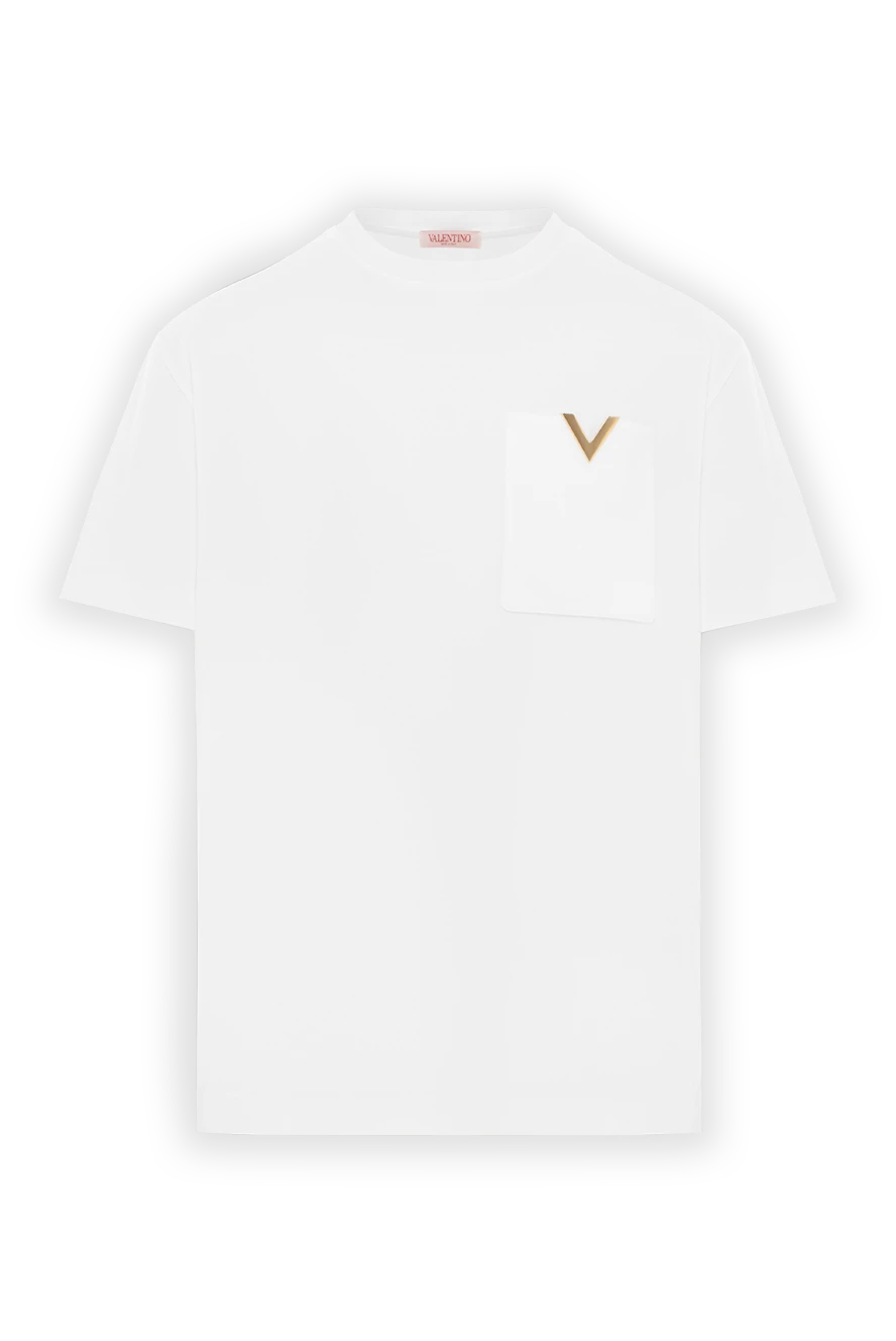 Valentino біла футболка з бавовни з нагрудною кишенею та vlogo 187370 - фото 1