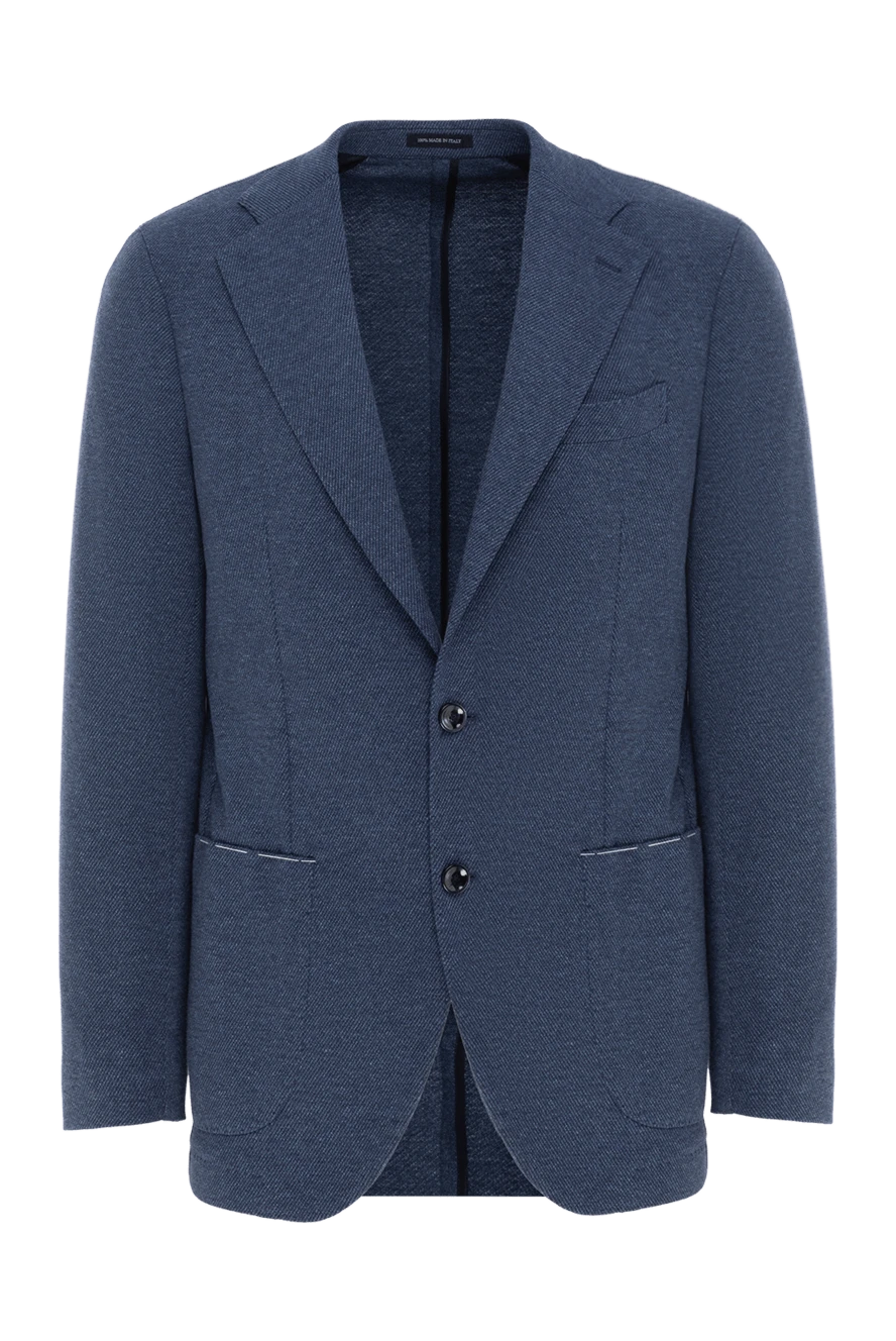 Sartoria Latorre синий мужской пиджак однобортный из шерсти и хлопка 187409 - фото 1