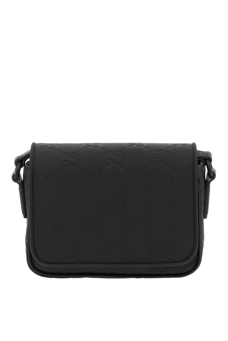 Gucci mini messenger bag in black gg leather with rubber effect 187465 - photo 1