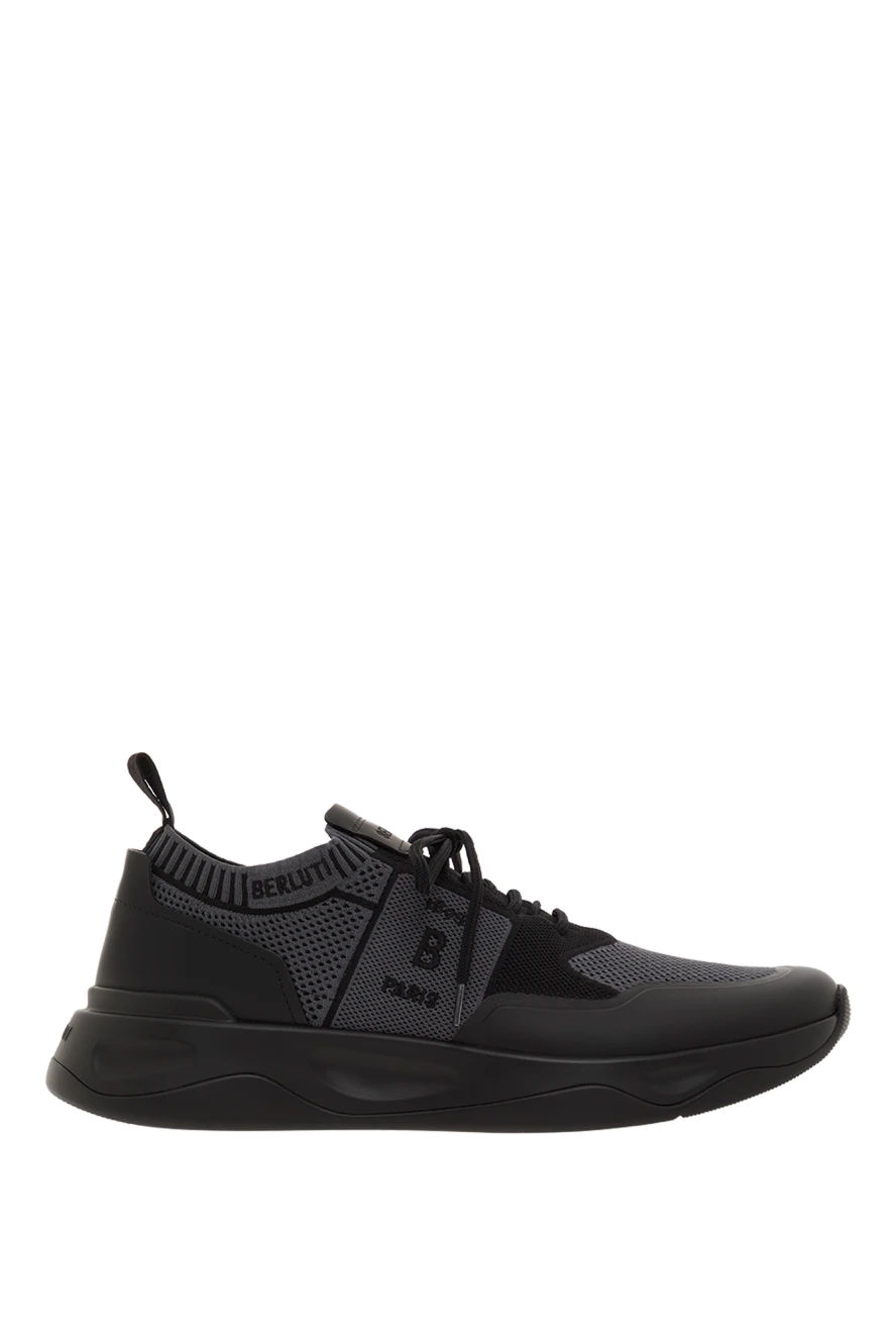Berluti кроссовки shadow из трикотажа и телячьей кожи с резиновым покрытием черные 187500 - фото 1