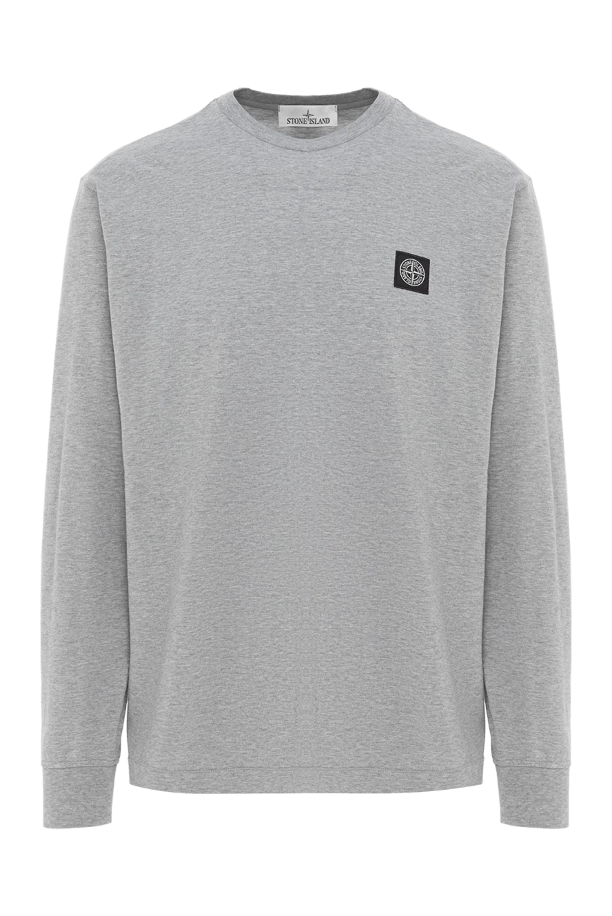 Stone Island серый свитшот с круглым вырезом из хлопка и фирменной нашивкой 187555 - фото 1