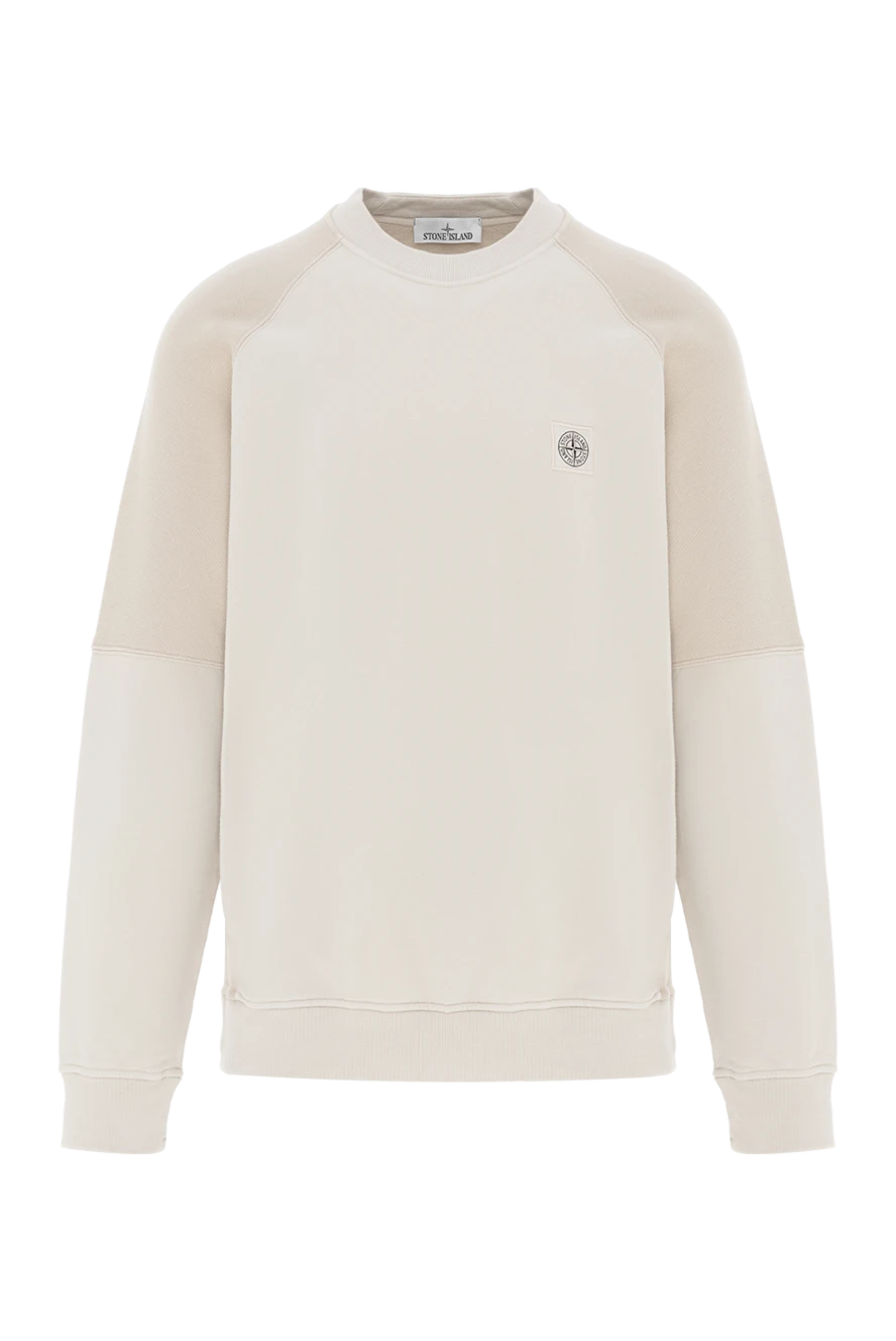 Stone Island бежевый свитшот из хлопка с рукавами реглан и логотипом 187556 - фото 1