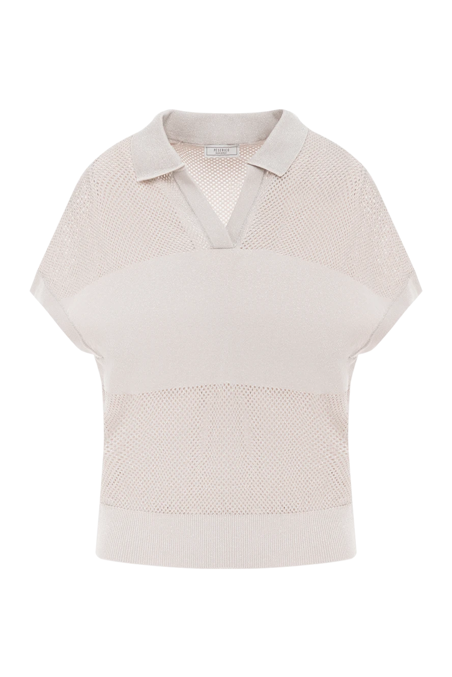 Peserico pure cotton crepe jersey polo shirt, beige 187659 - photo 1