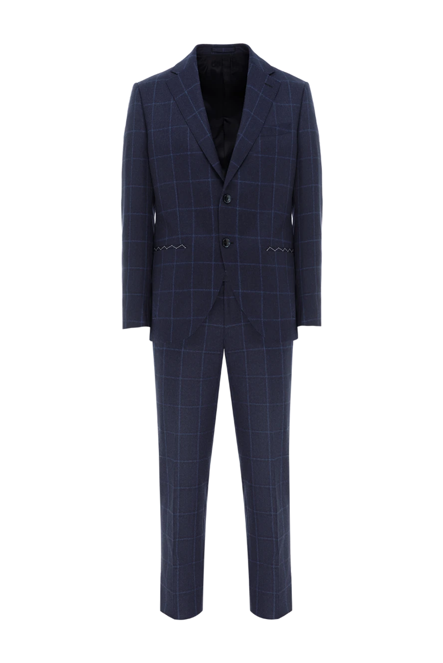 Lubiam men's blue checkered wool single-breasted suit 187709 - photo 1