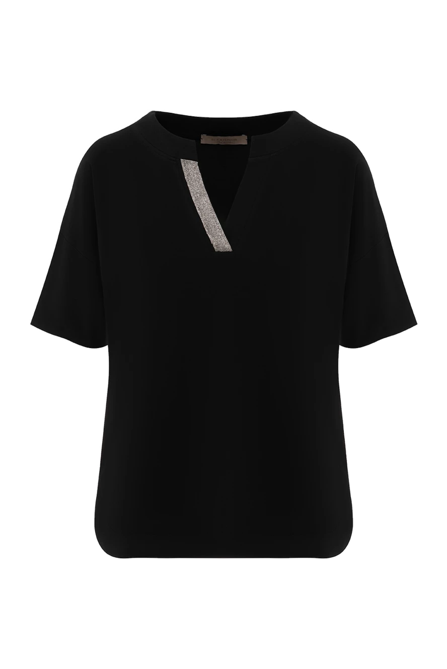 D.Exterior women's black cotton t-shirt with decorative stripe 187780 - photo 1