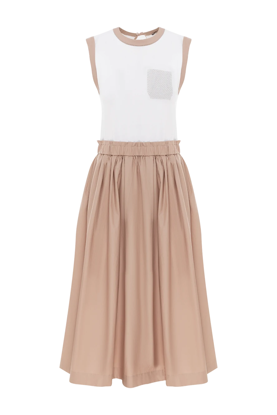 Peserico color block midi dress with combination trim beige 188054 - photo 1