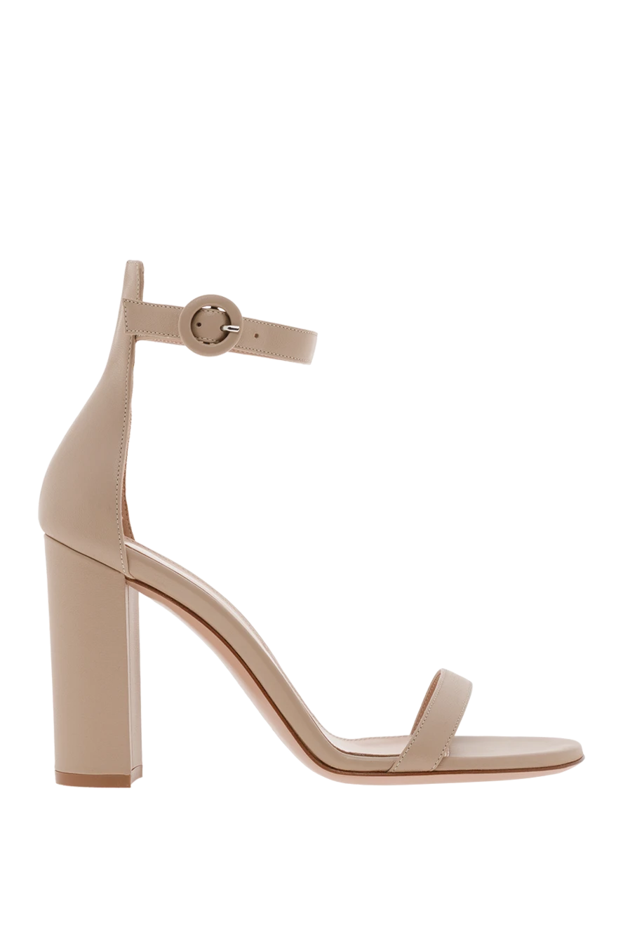 Gianvito Rossi gaeta nappa leather sandals with thick heel in beige 188063 - photo 1