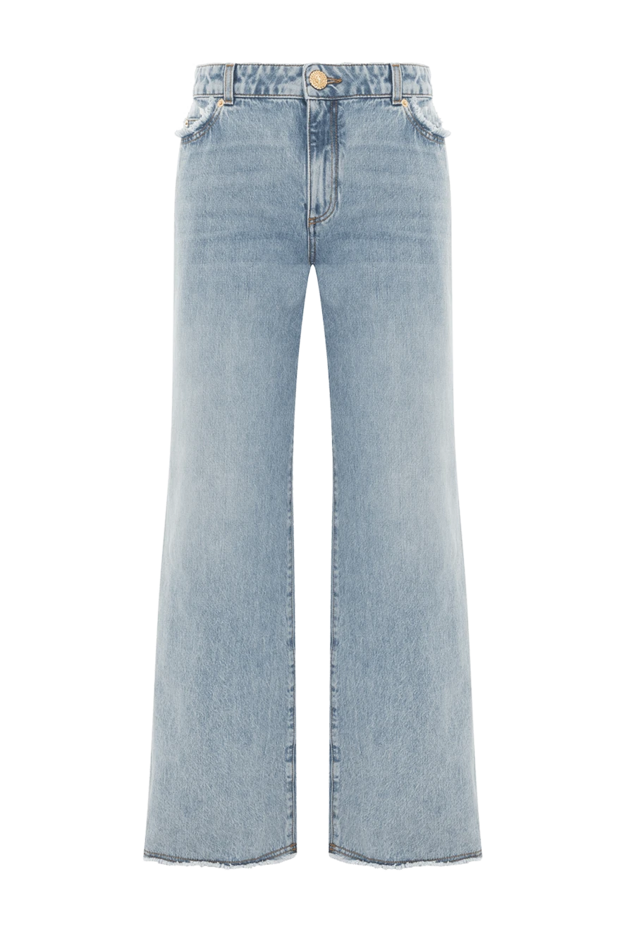 Balmain джинсы прямого кроя голубые женские из хлопка 188082 - фото 1