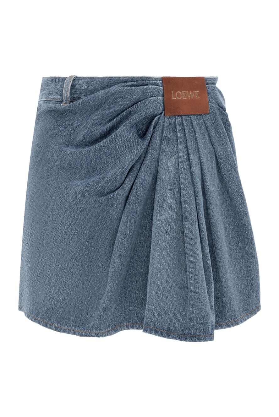 Loewe мини-юбка с драпировкой из хлопка и шелка синяя 188094 - фото 1