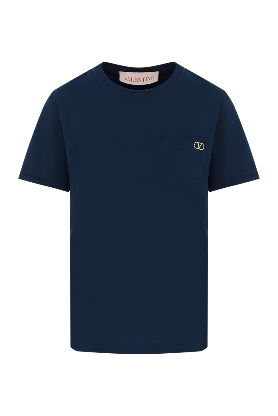Valentino blue cotton t-shirt with chest pocket and logo 188181 - photo 1