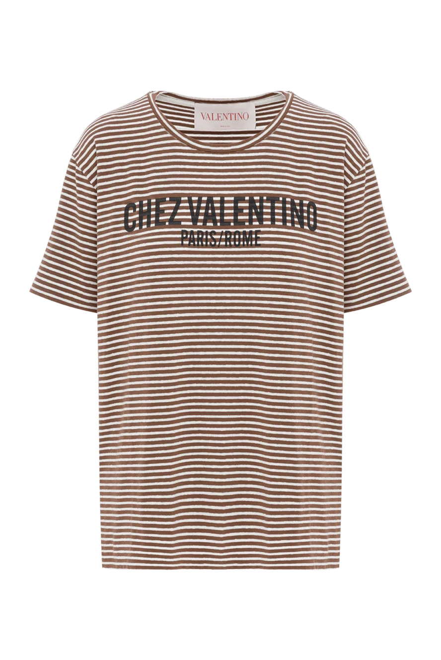 Valentino chez print t-shirt in brown stripes 188183 - photo 1