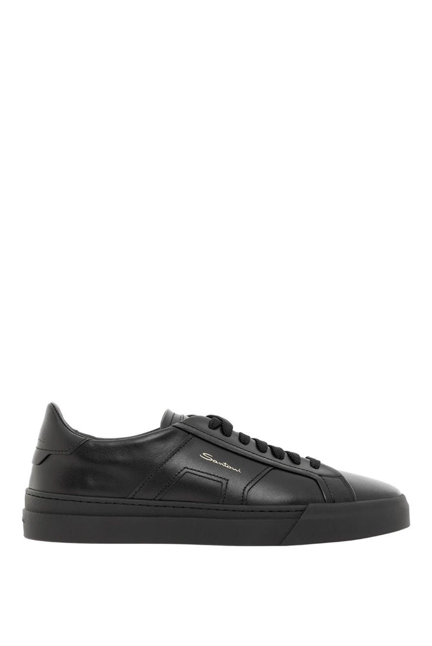 Santoni мужские черные кроссовки из натуральной кожи 188203 - фото 1