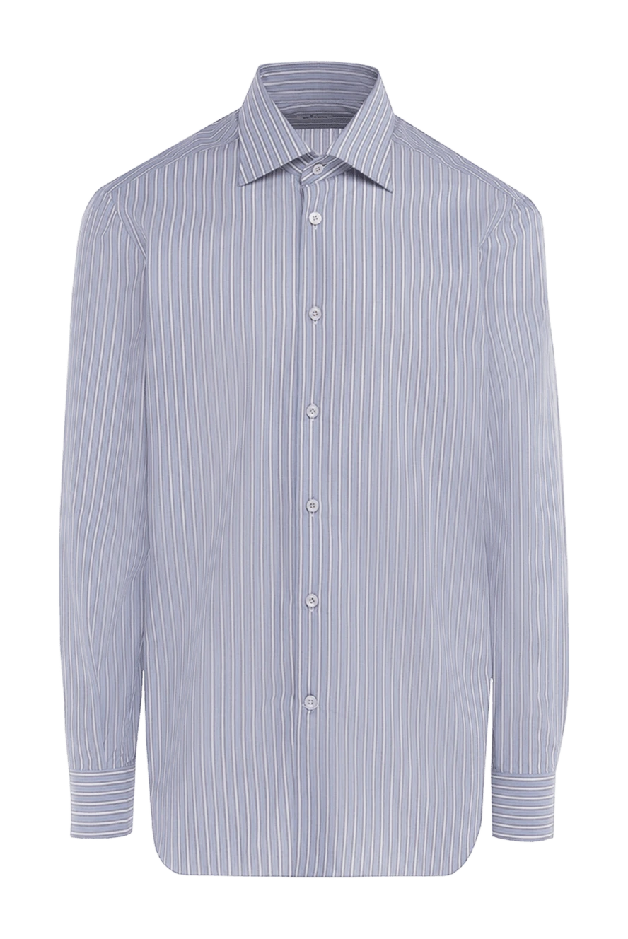 Kiton сорочка чоловіча з бавовни синя синя 958243 - фото 1