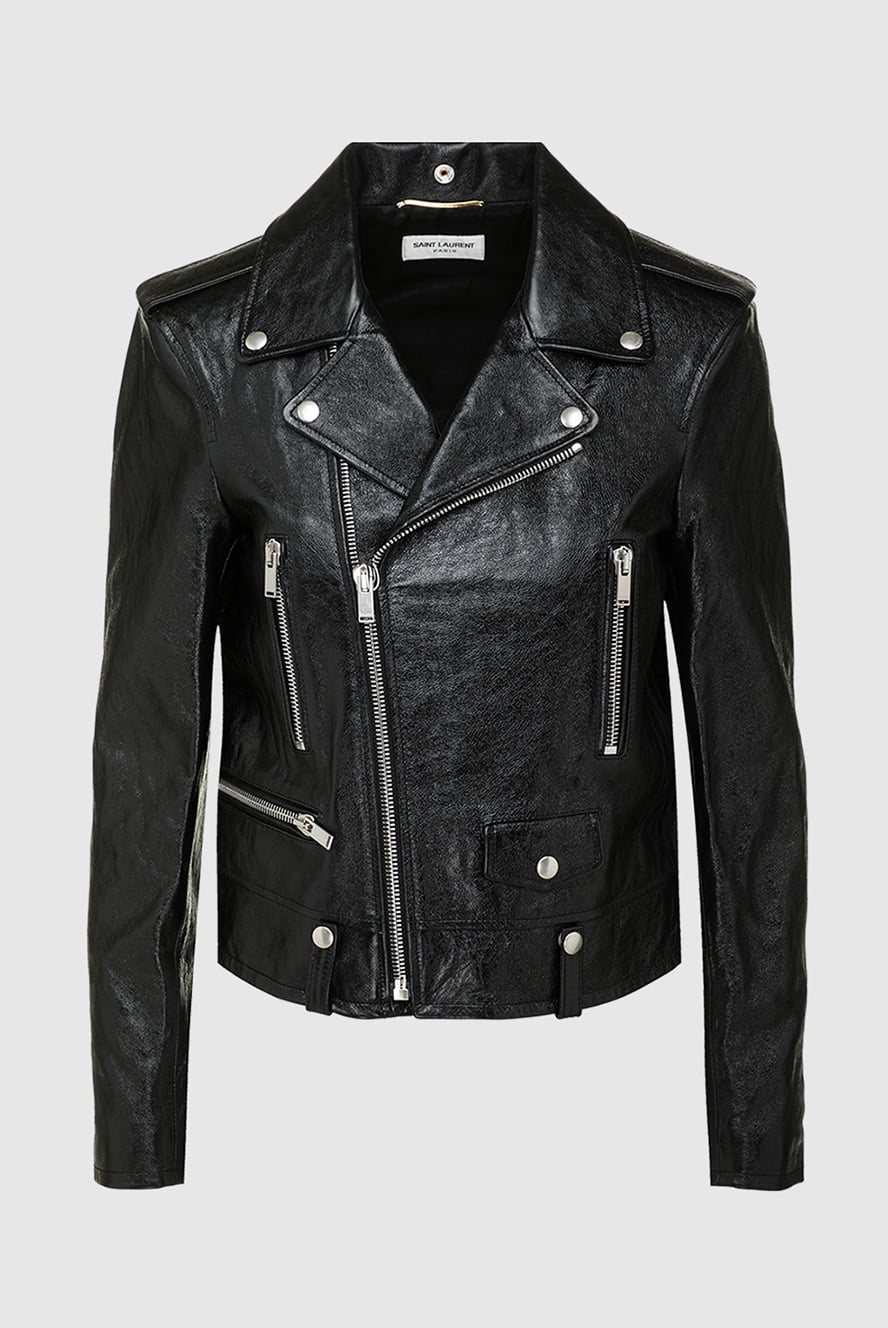 Saint Laurent куртка косуха женская из натуральной кожи с