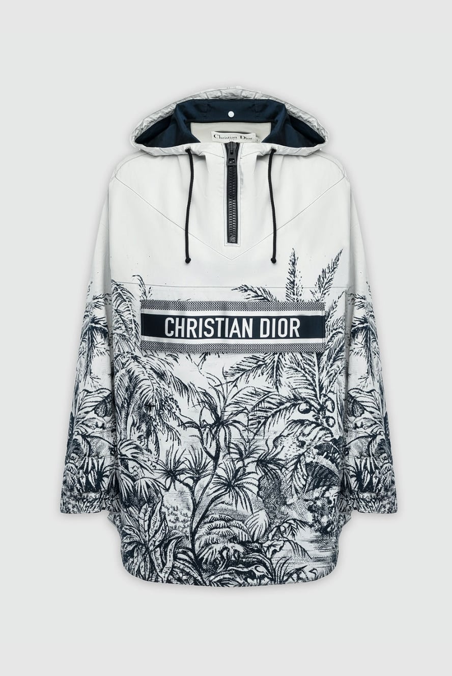 Dior анорак с капюшоном и принтом toile de jouy бело-синий 164176