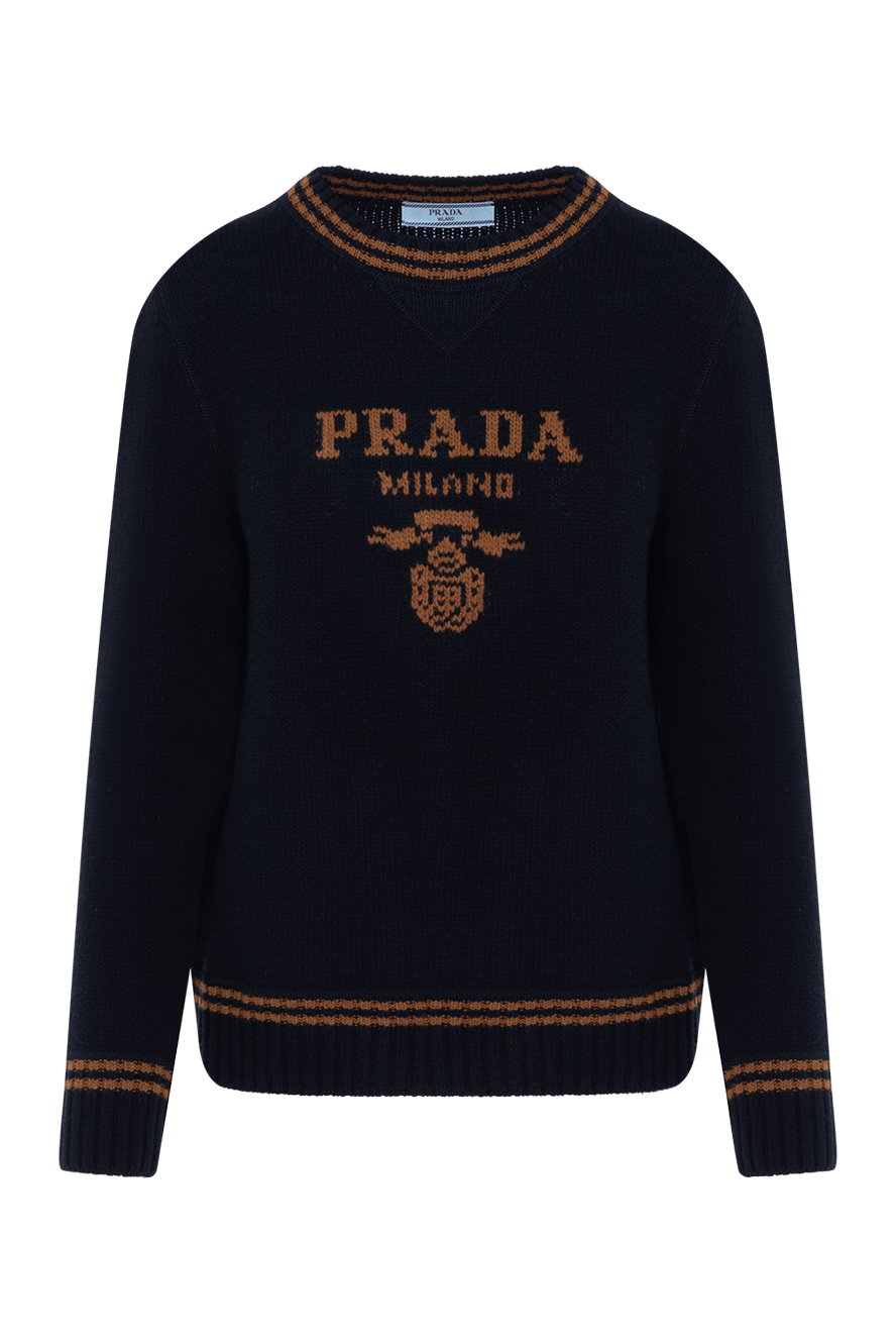 Prada синий джемпер женский с логотипом 184925 — Женские джемперы