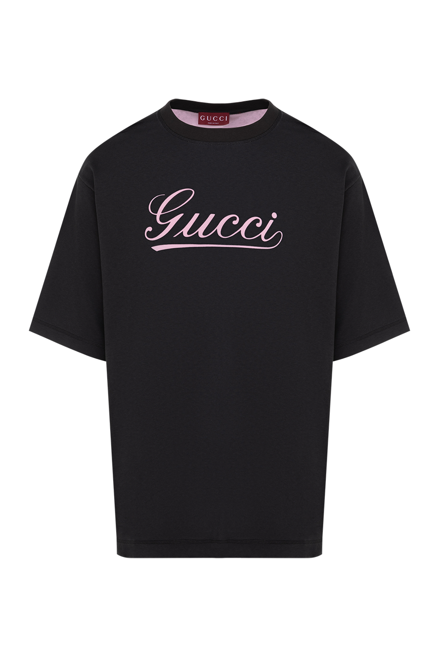 Gucci футболка мужская черная оверсайз с логотипом 185212